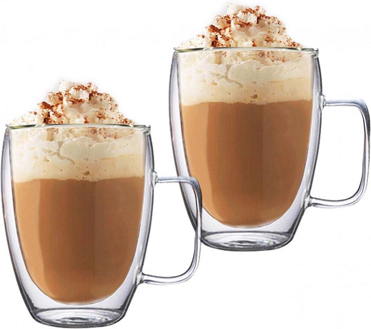 Set van 2 dubbelwandige thermische glazen met oor 350 ml