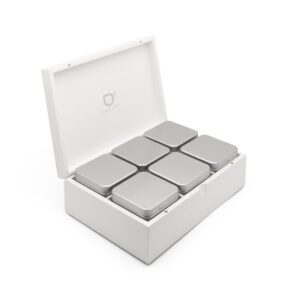 Bredemeijer bamboe theedoos met 6 blikjes, wit