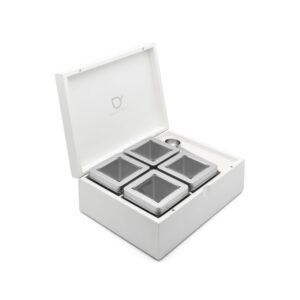 Bredemeijer bamboe theedoos met 4 theeblikjes, wit