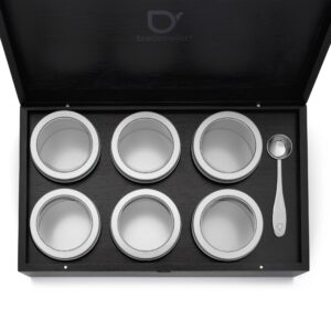 Bredemeijer bamboe theedoos met 6 blikjes en een theemaatlepel, zwart