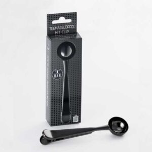 Zwart rvs maatlepel met clip